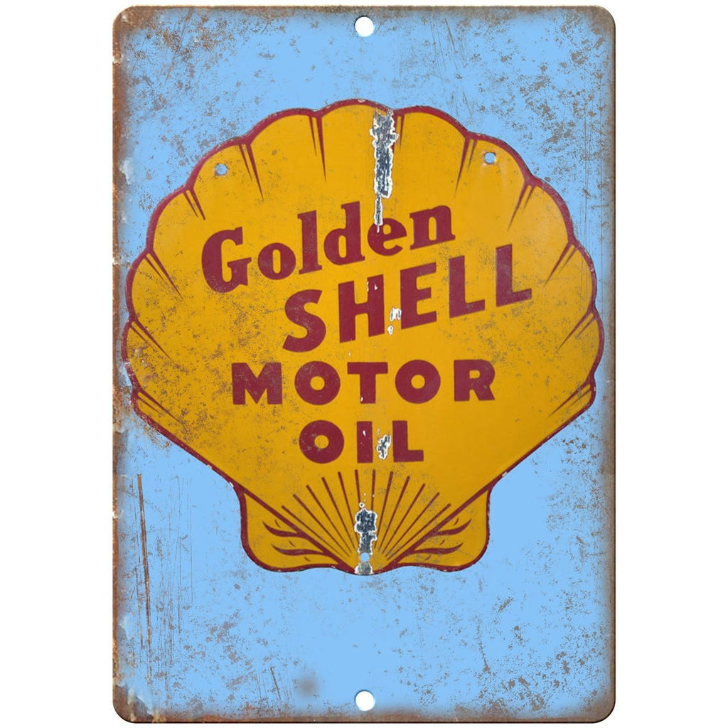 Porcelain Look Golden Shell Motor Oil Company 10" x 7" Retro Look Metal Sign