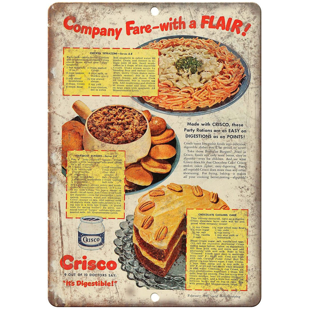 Crisco Cooking Oil Vintage Ad 10" X 7" Reproduction Metal Sign N259