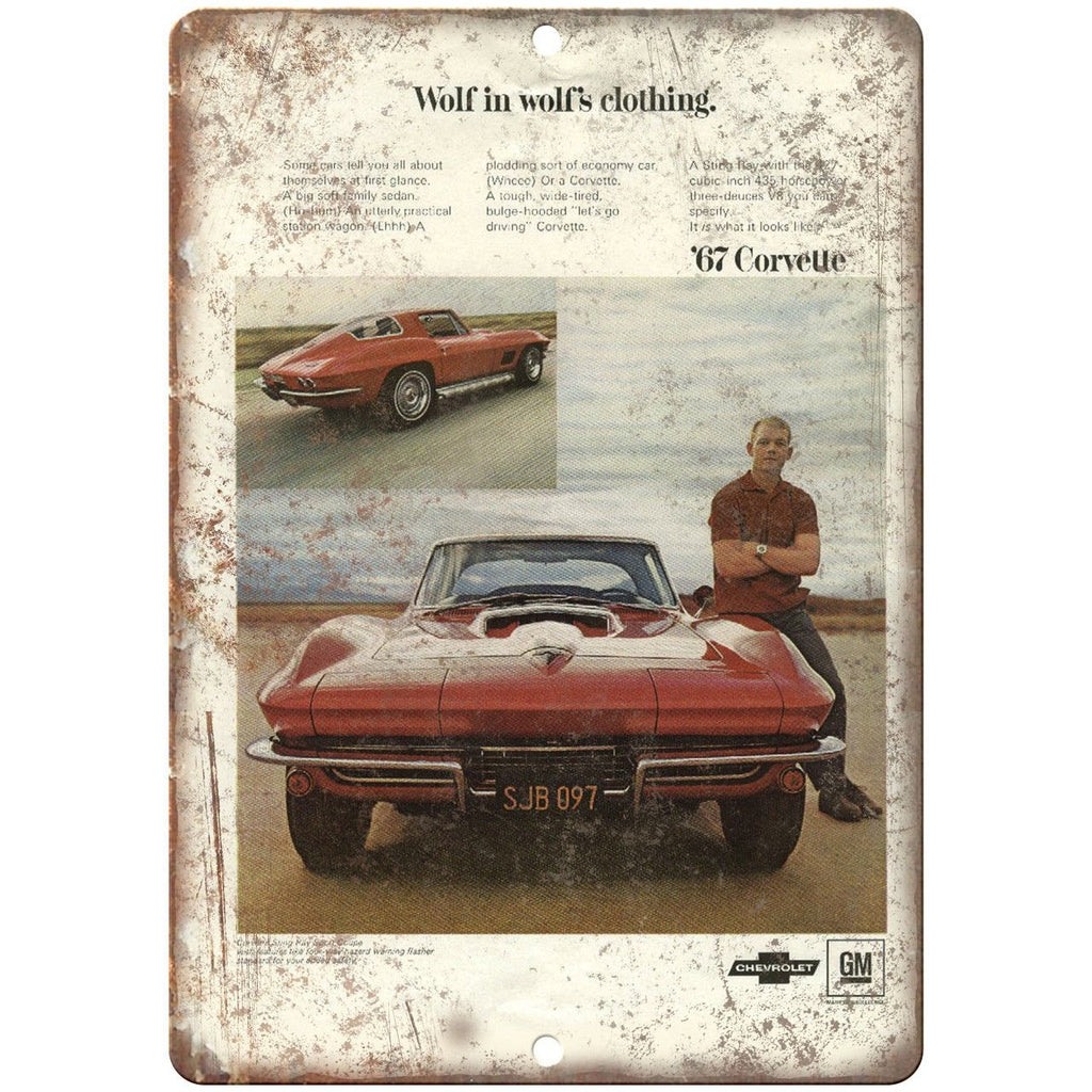1967 Chevy Corvette Vintage Print Ad 10" x 7" Reproduction Metal Sign