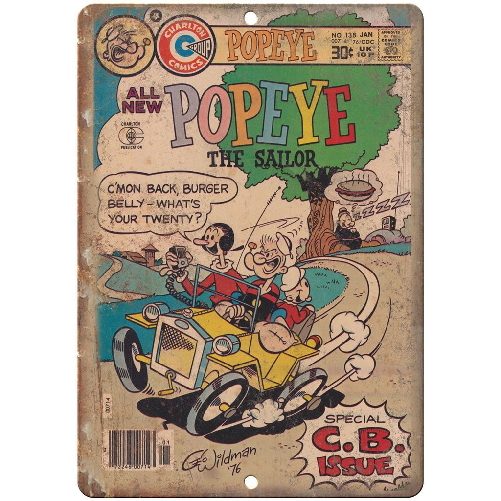 1976 Popeye The Sailor Wildman Comic Book 10" X 7" Reproduction Metal Sign J249