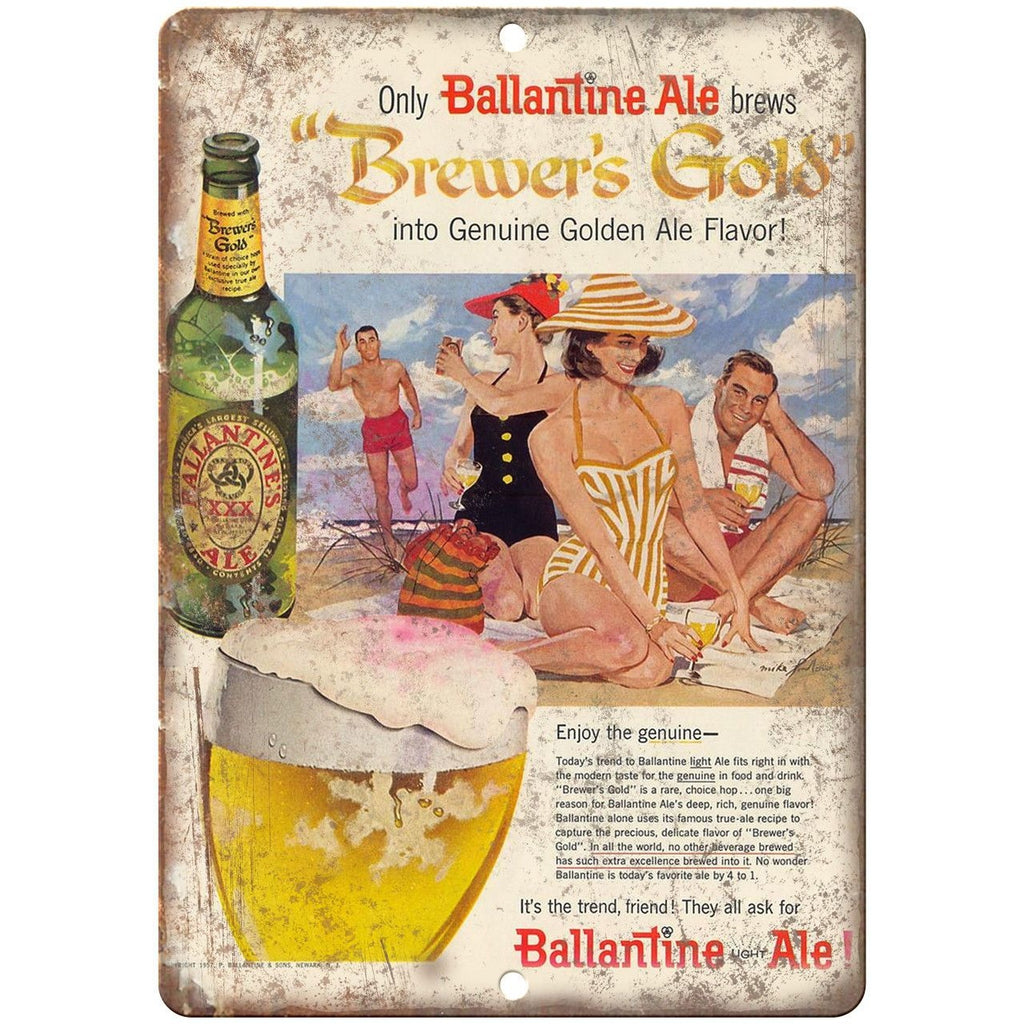 Ballantine Ale Brewer's Gold Vintage Ale Breweriana Reproduction Metal Sign E46