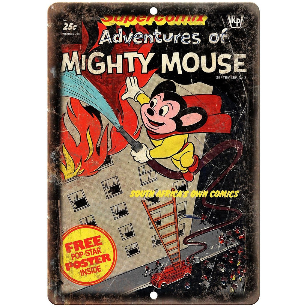 Adventures of Mighty Mouse Vintae Comic 10" X 7" Reproduction Metal Sign J277