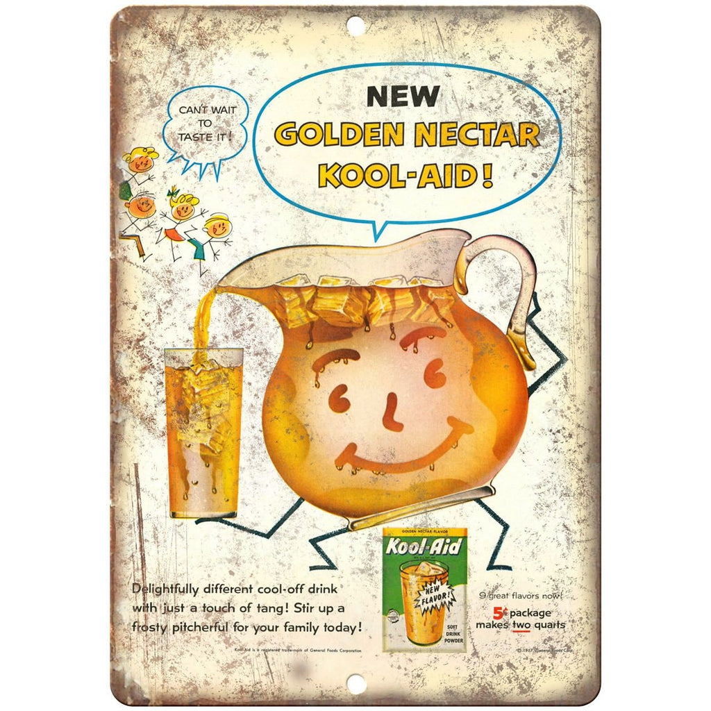 Golden Nectar Kool Aid Flavor Drink Ad 9" x 12" Reproduction Metal Sign N136