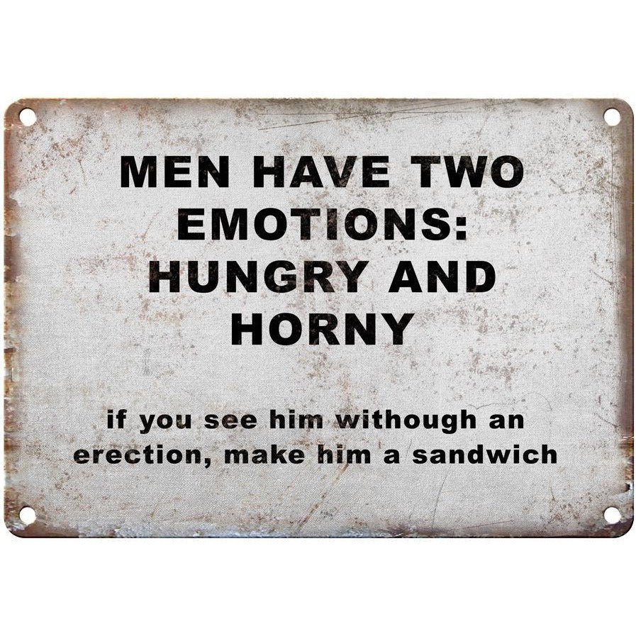 MEN HAVE TWO EMOTIONS funny sign 10" x 7" Reproduction Metal Sign