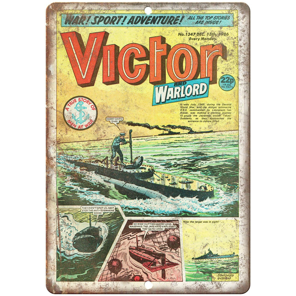 Victor No 1347 Comic Book Cover Vintage Ad 10" x 7" Reproduction Metal Sign J647