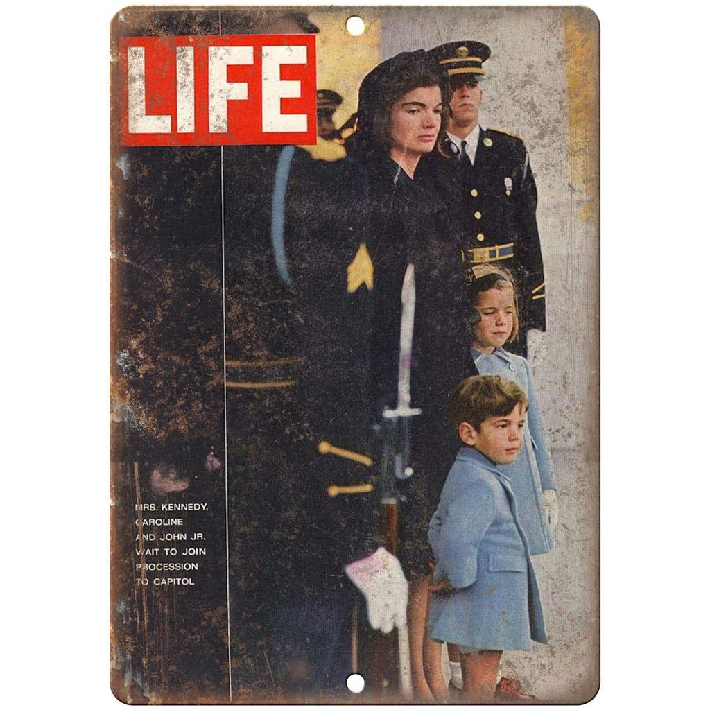 Mrs. Kennedy Funeral Life Magazine 10" X 7" Reproduction Metal Sign ZC10