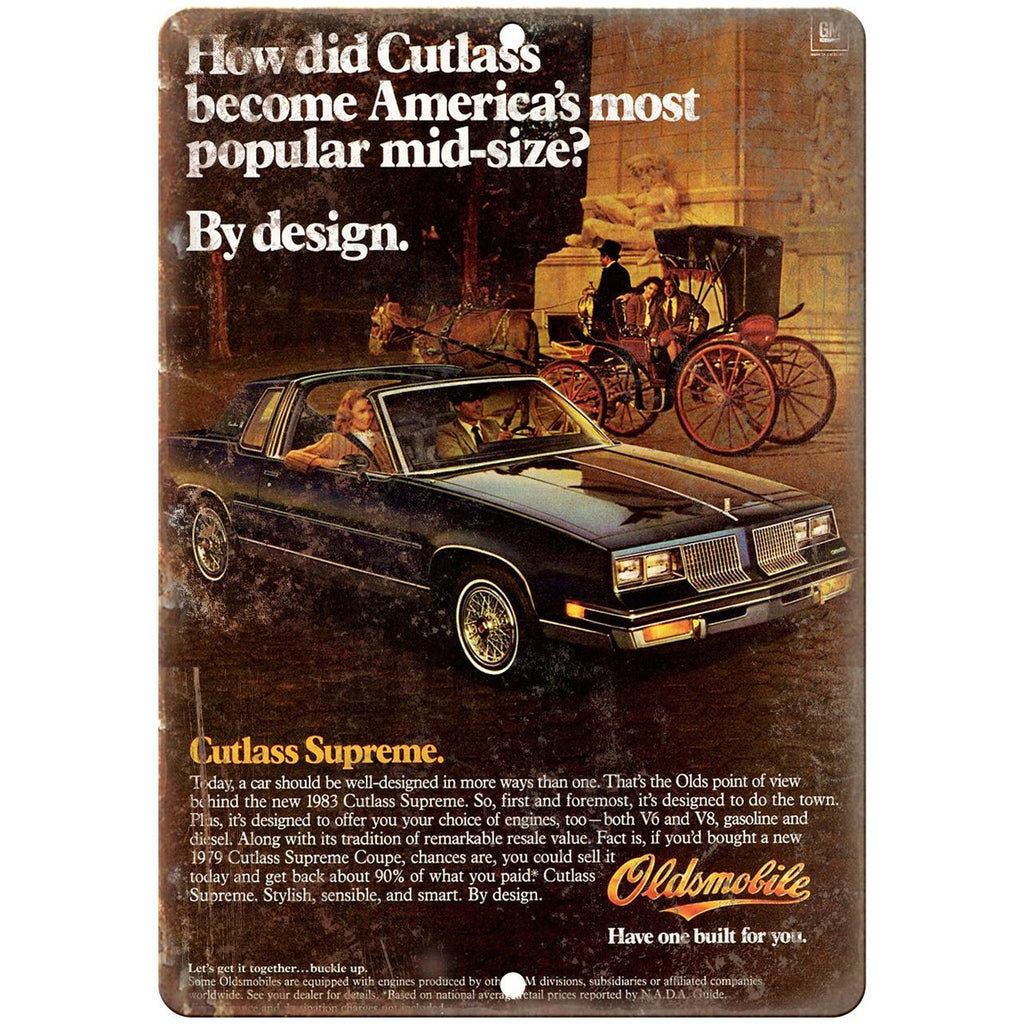 1983 Oldsmobile Cutlass Supreme Car Ad 10" x 7" Reproduction Metal Sign