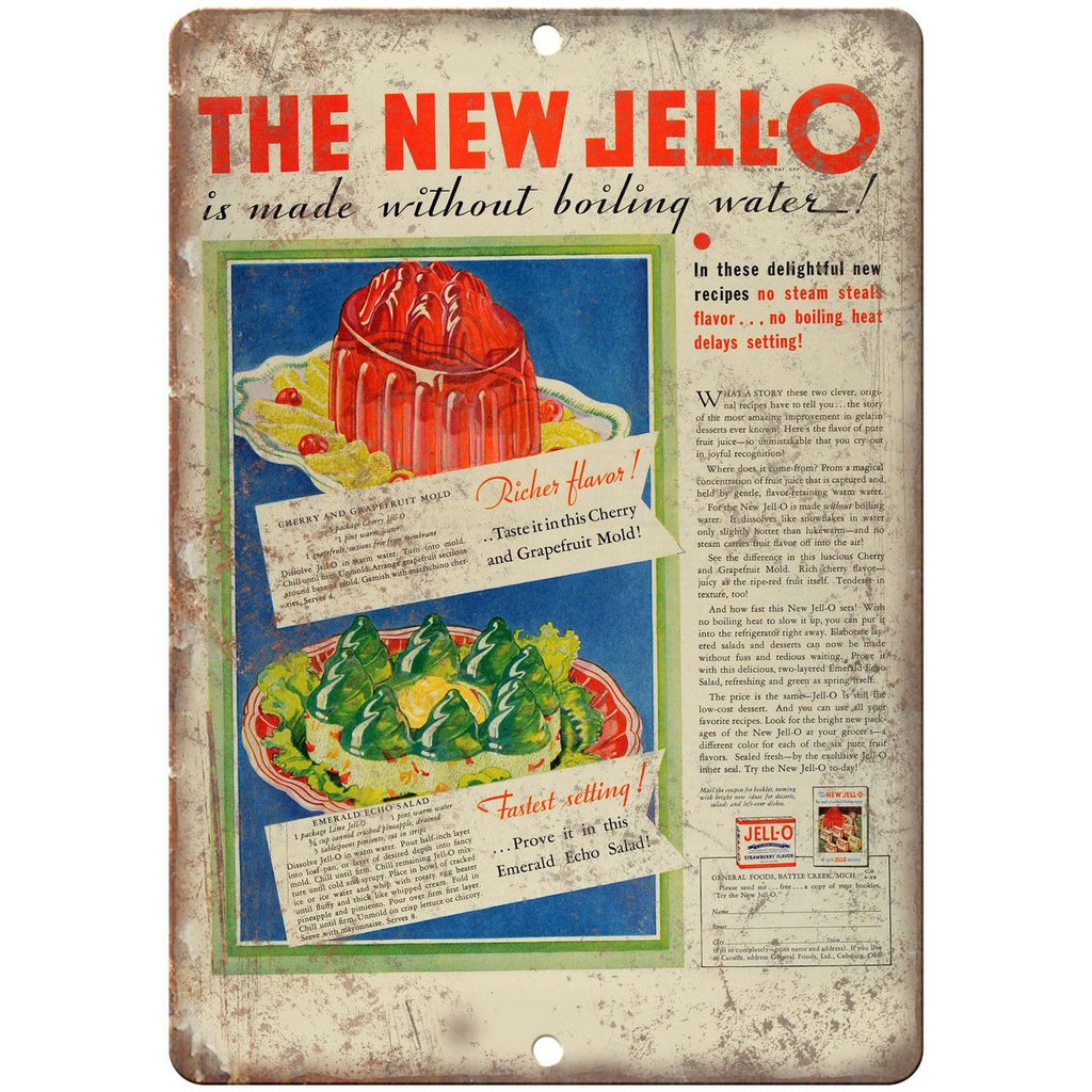 New Jell-O Vintage Ad 9" x 12" Reproduction Metal Sign N287