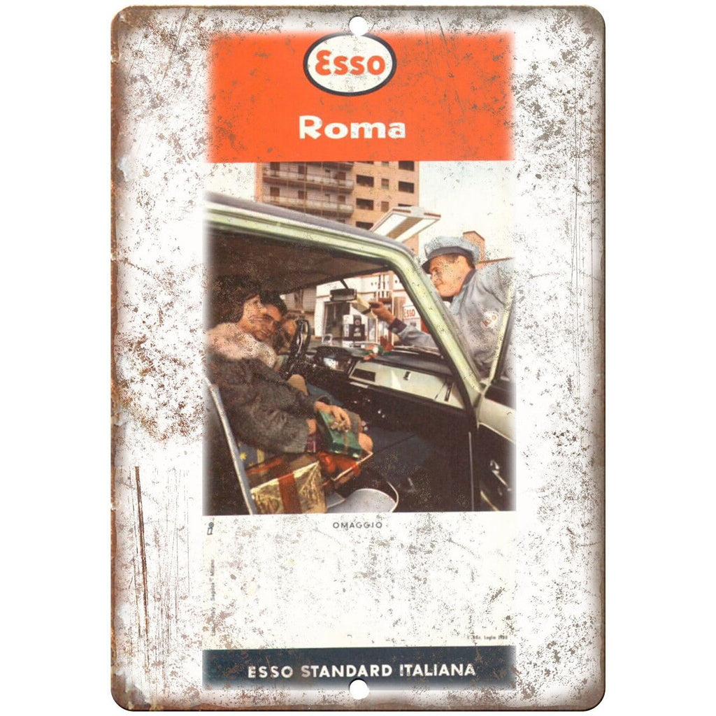 ESSO Standard Oil Roma Italy Road Map 10" x 7" Reproduction Metal Sign A146