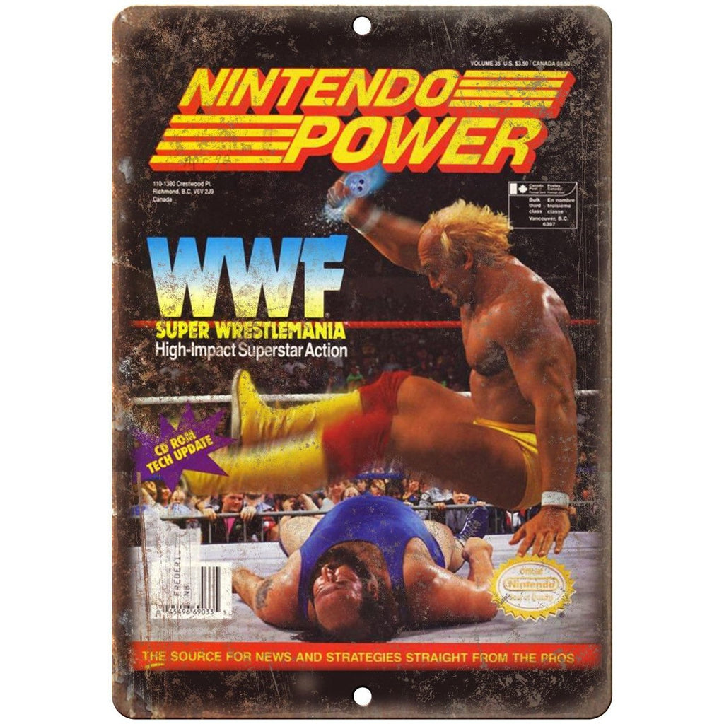 Nintendo Power WWF Wrestlemania Hulk Hogan 10" X 7" Reproduction Metal Sign G36
