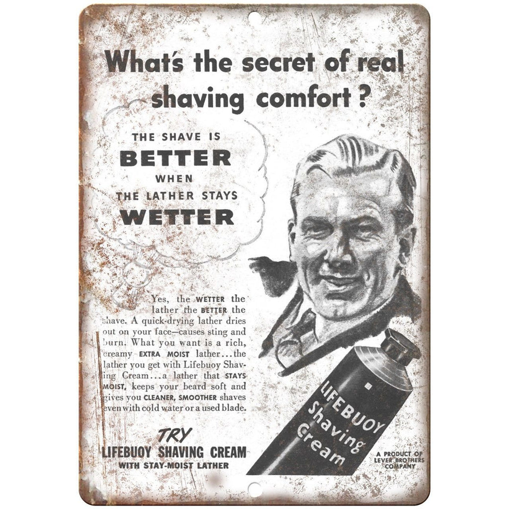 Lifebuoy Shaving Cream Lever Brothers Ad 9" x 12" Reproduction Metal Sign ZF93