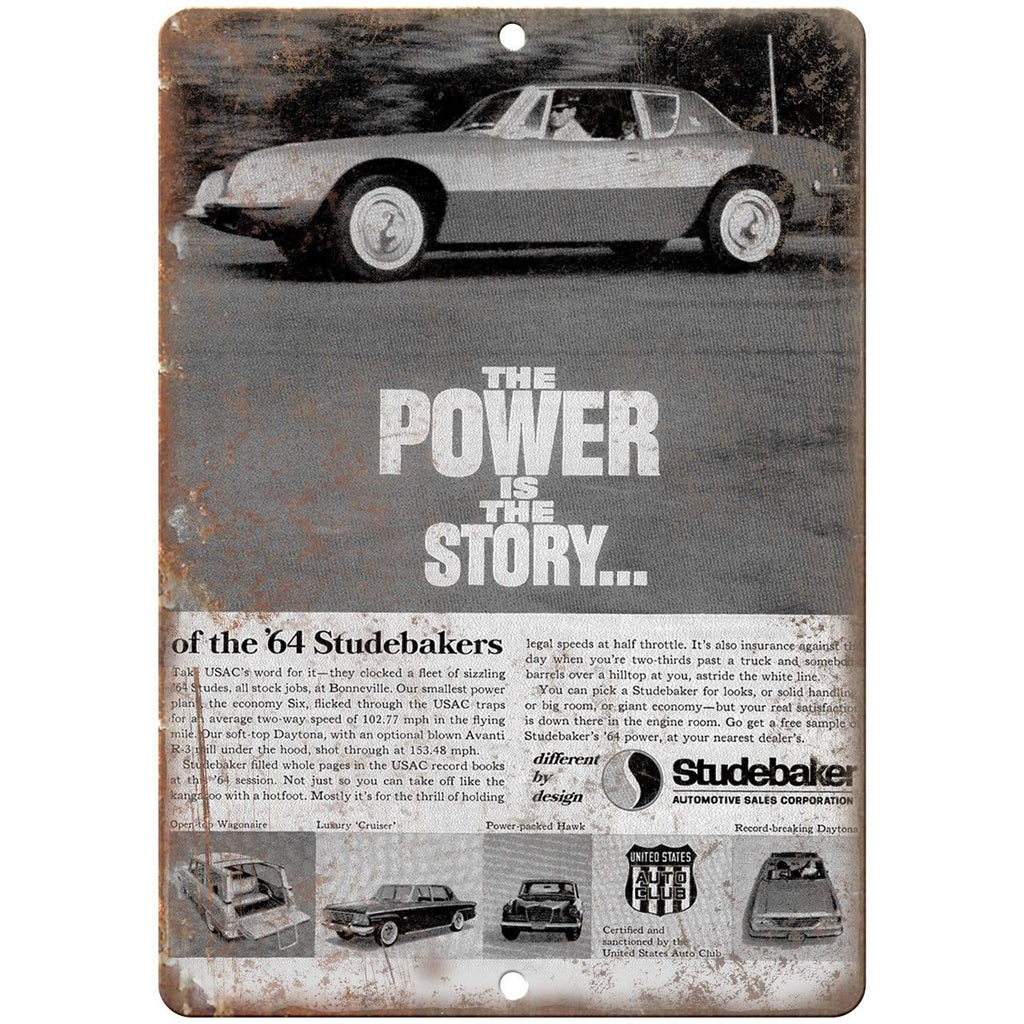 1964 Studebaker Automobile Sales Corp Ad 10" x 7" Reproduction Metal Sign A423