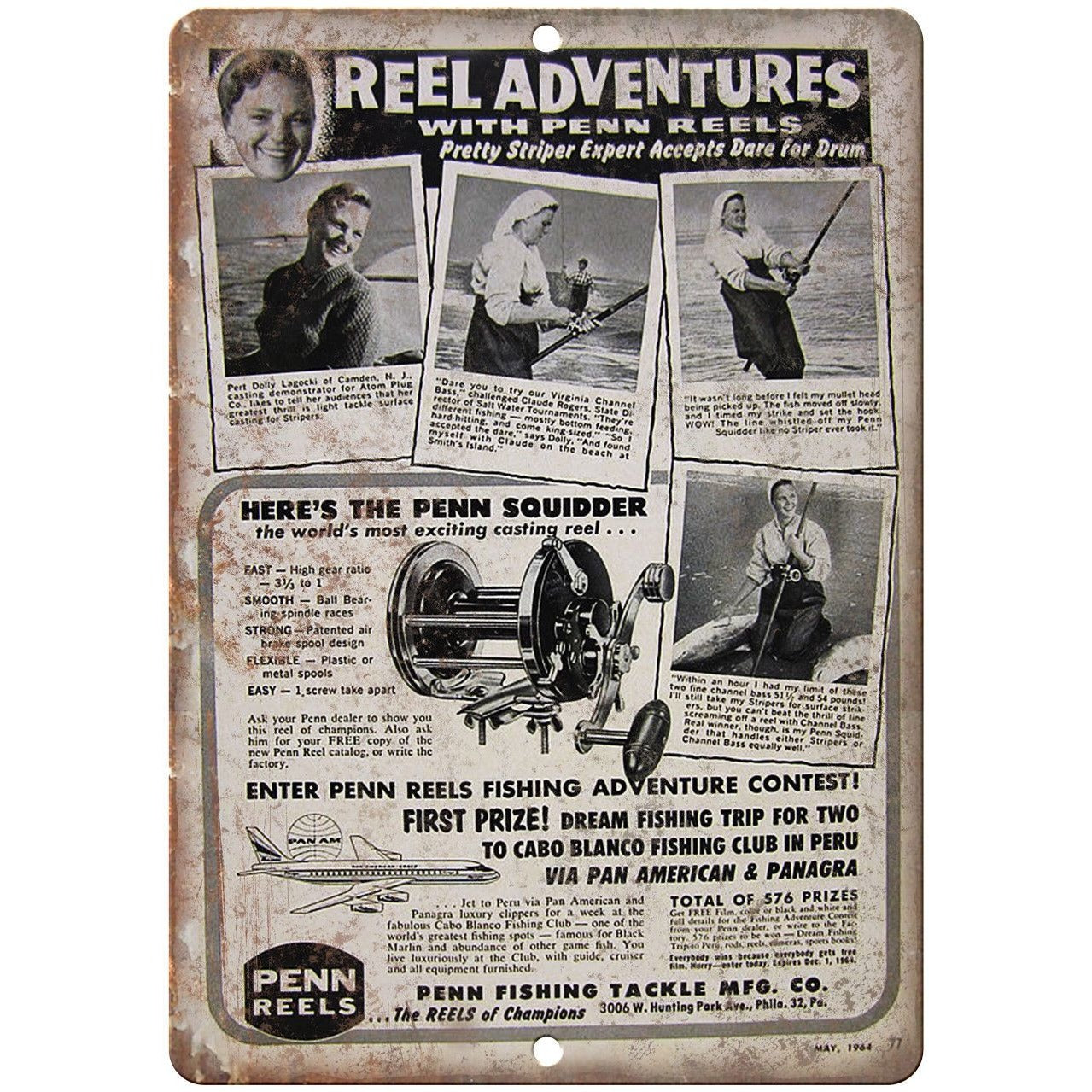 PENN Fishing Reel Tackle Striper Expert Ad - 10' x 7 Reproduction Me –  Rusty Walls Sign Shop