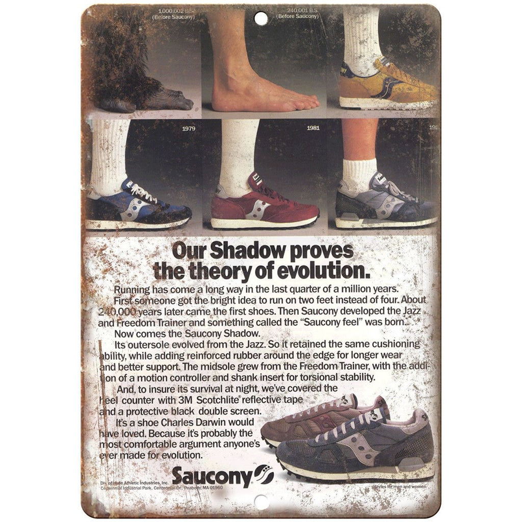 Saucony Running Sneaker Vintage Ad 10" X 7" Reproduction Metal Sign ZE66