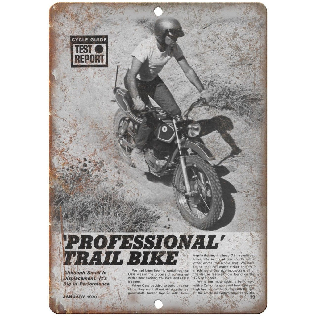 1970 OSSA Professional Trail Bike Vintage Ad 10"x7" Reproduction Metal Sign A377