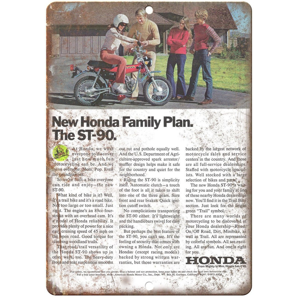 Honda ST-90 Trail Bike Vintage Ad 10" x 7" Reproduction Metal Sign A467