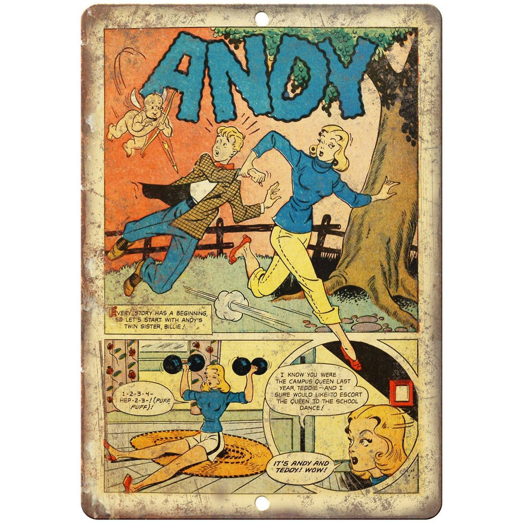 Andy Ace Golden Age Comic Strip 10" X 7" Reproduction Metal Sign J474
