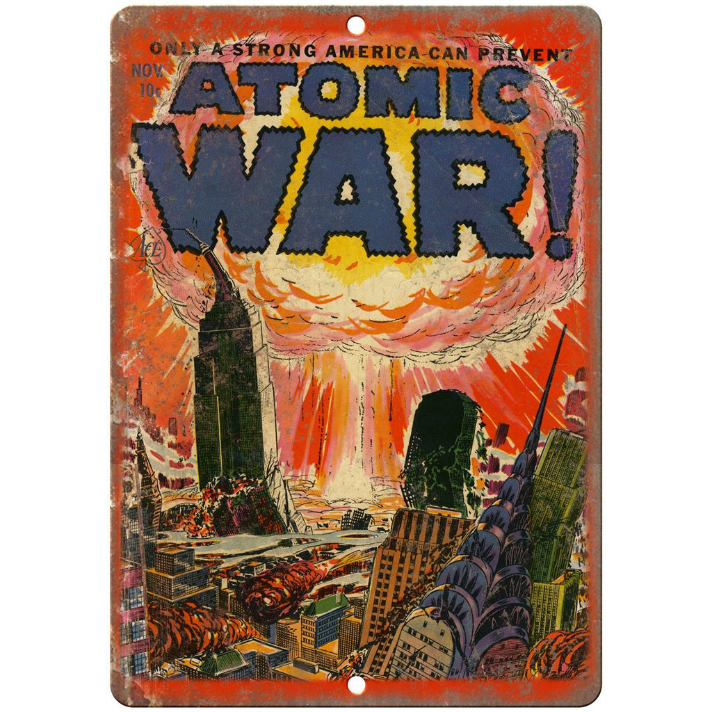 Atomic War Ace Comic Book Cover Vintage 10" x 7" Reproduction Metal Sign J514