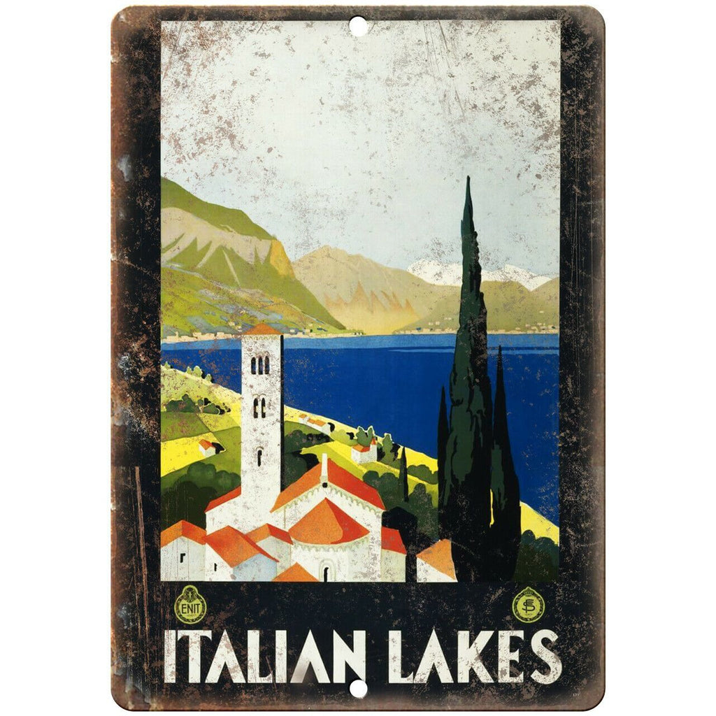 Italian Lakes Vintage Travel Poster Art 9" x 12" Reproduction Metal Sign T31