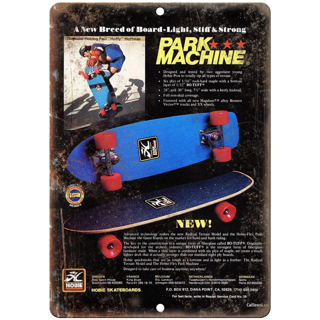 Hobie Park Machine Skateboard Retro Ad 10" x 7" Reproduction Metal Sign