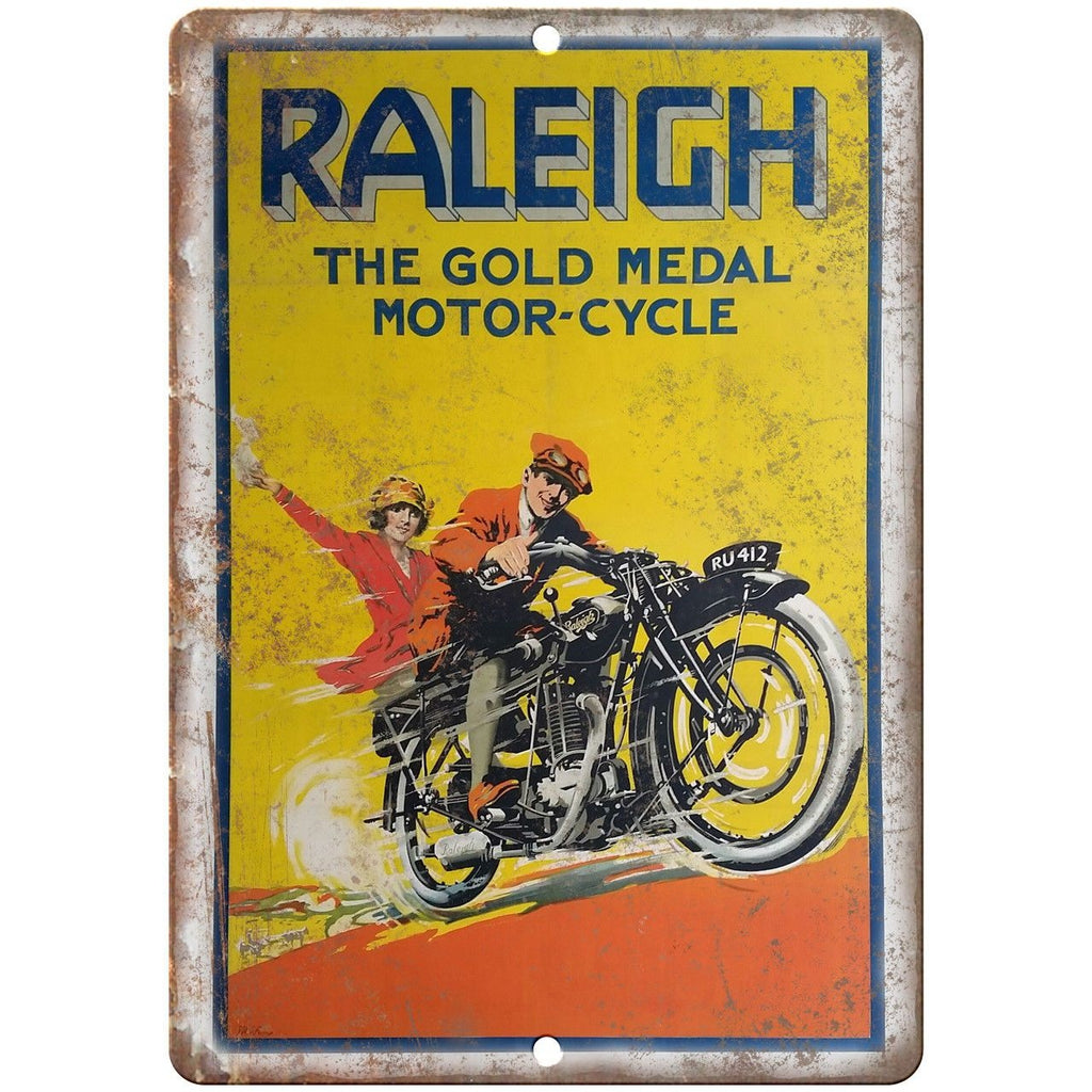 Raleigh Gold Medal Motor-Cycle Vintage Poster 10"x7" Reproduction Metal Sign F08