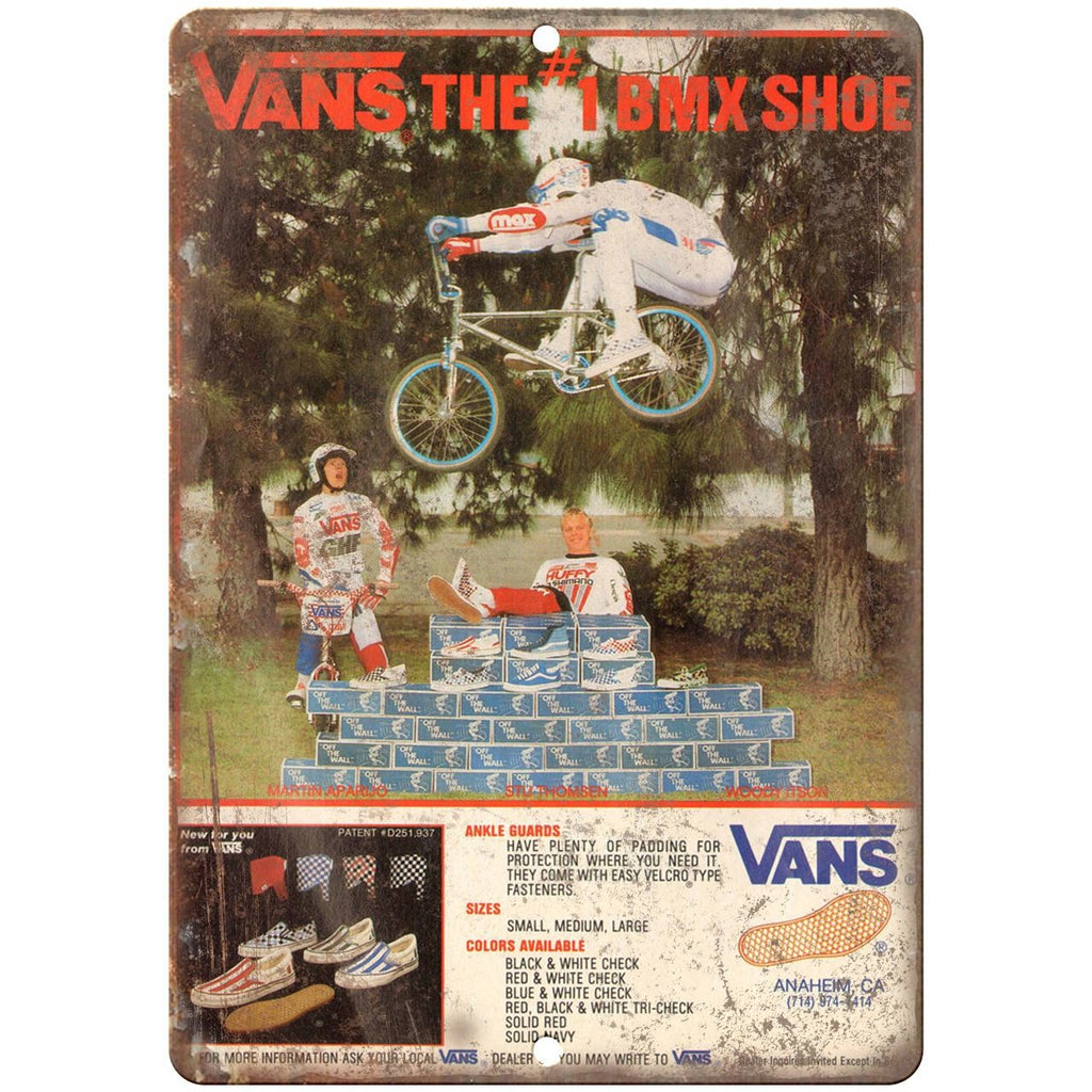 Vans shoes BMX, BMX Racing RARE ad 10" x 7" retro metal sign