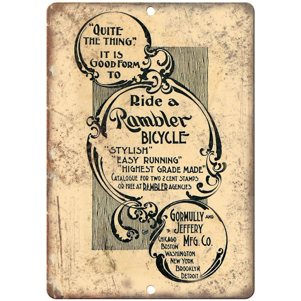Gormully and Jeffery Mfg. Co. Bicycle Art 10" x 7" Reproduction Metal Sign B406