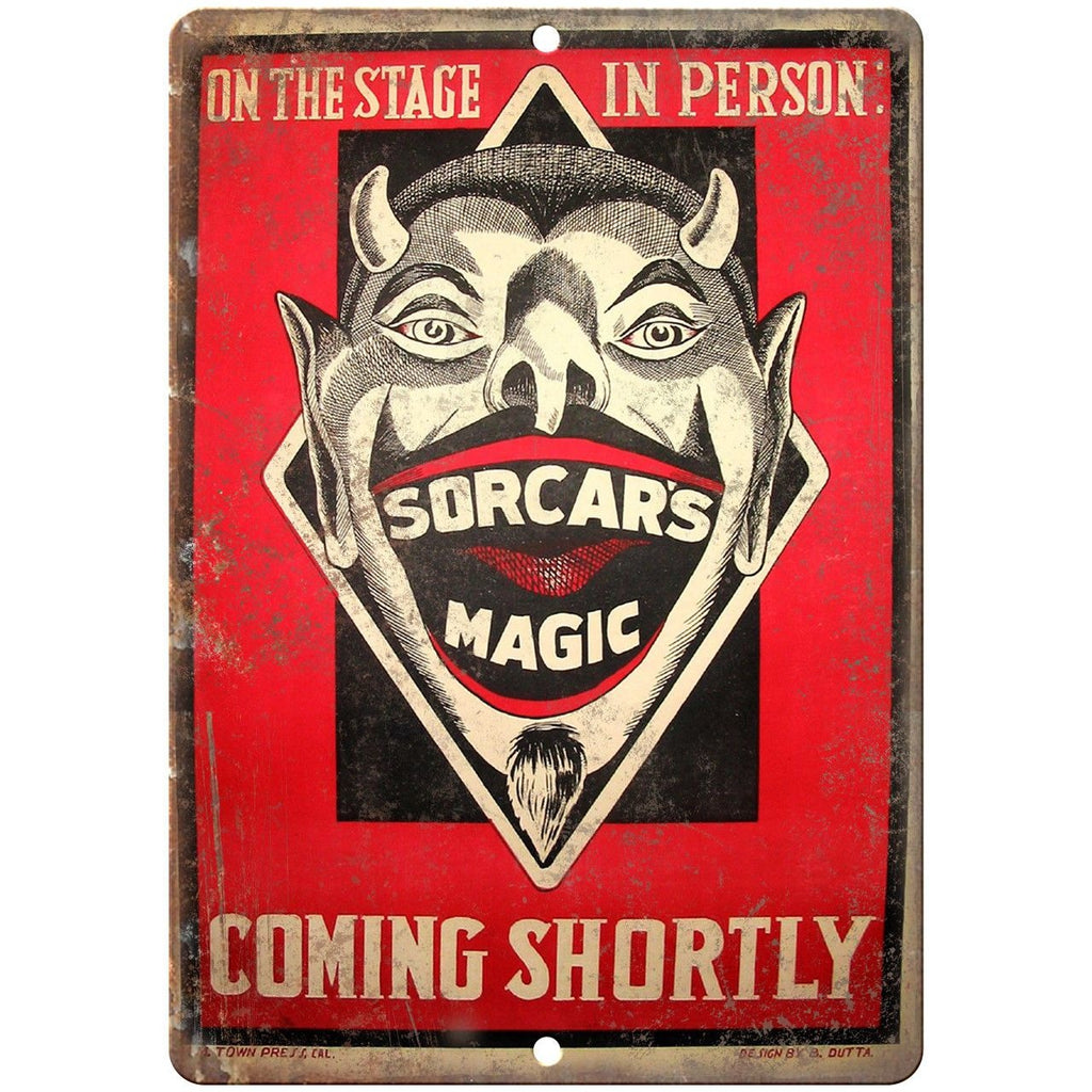 Sorcar's Magic Circus Vintage Poster 10" X 7" Reproduction Metal Sign ZH34