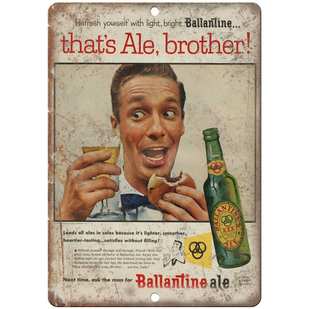 Ballantine Ale Beer Vintage Breweriana 10" x 7" Reproduction Metal Sign E290
