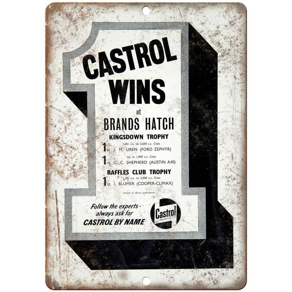 Castrol Brands Hatch Motor Oil Vintage Ad 10" X 7" Reproduction Metal Sign A873