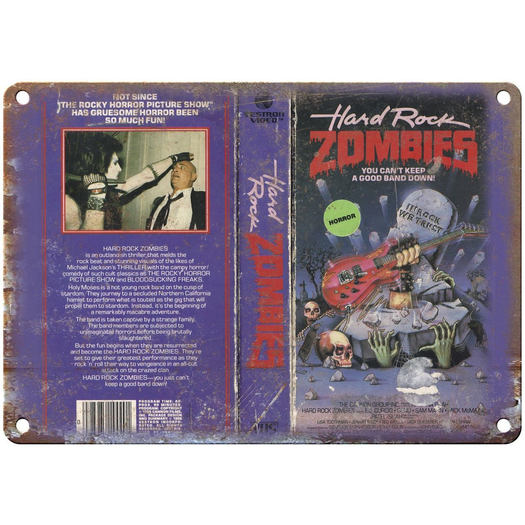 Hard Rock Zombies Vestron Video VHS Box Art 10" X 7" Reproduction Metal Sign V19