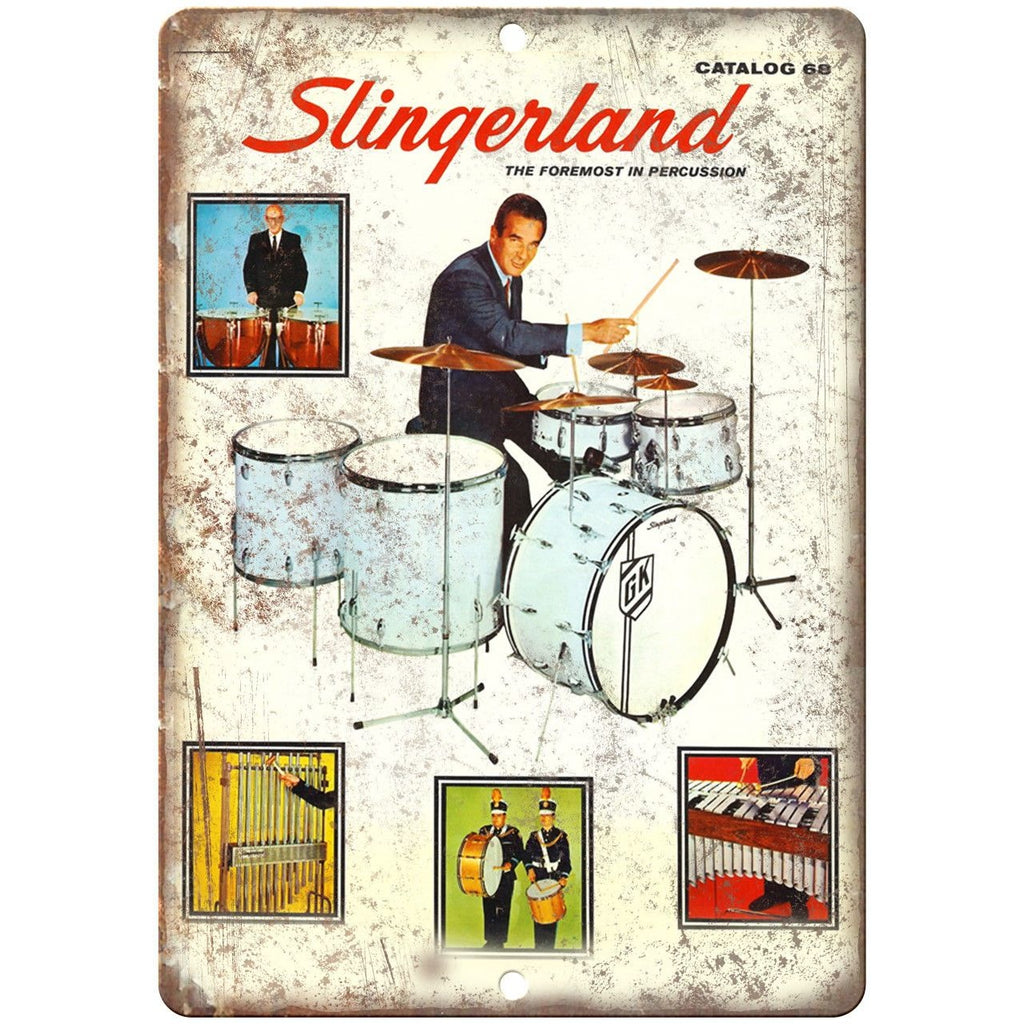 Slingerland Percussion 1968 Catalog Cover 10" X 7" Reproduction Metal Sign R05