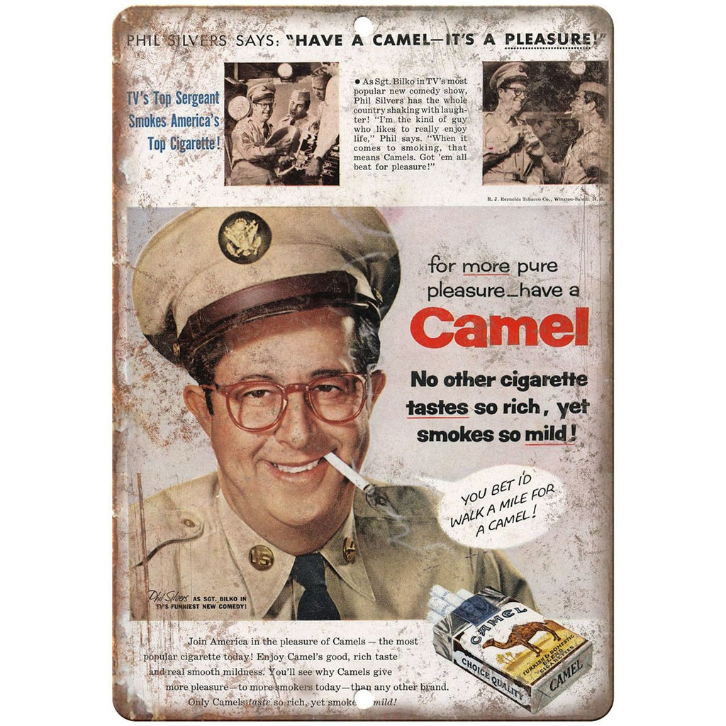 1956 - Camels Phil Silvers vintage ad 10" x 7" reproduction metal sign