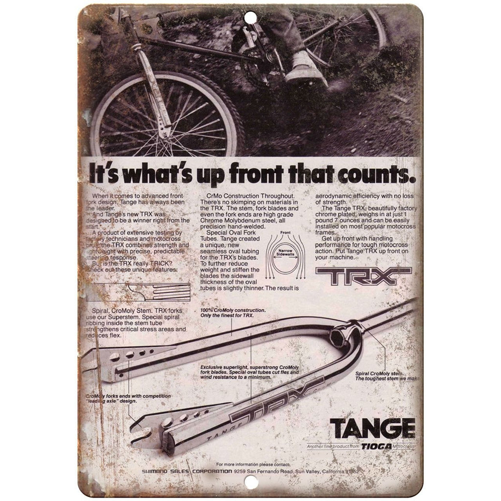 1981 Tange BMX Forks 10" x 7" retro metal sign B132