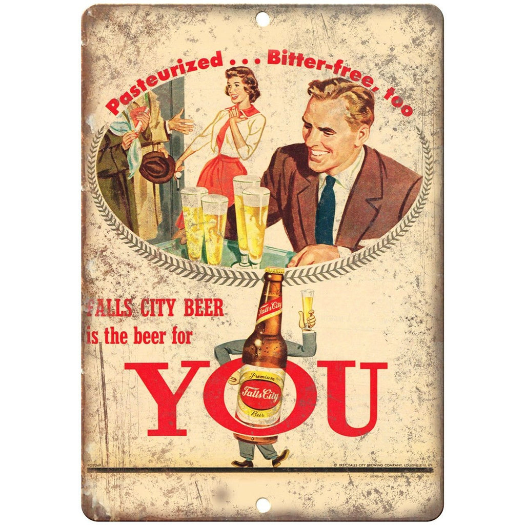 Falls City Beer For You Vintage Breweriana Ad Reproduction Metal Sign E73