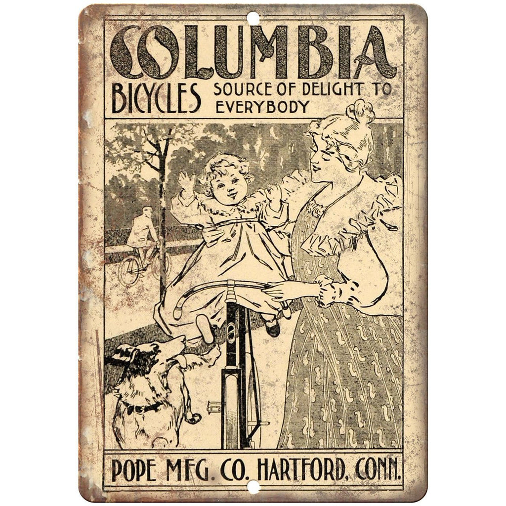 Columbia Bicycles Vintage Ad 10" x 7" Reproduction Metal Sign B386