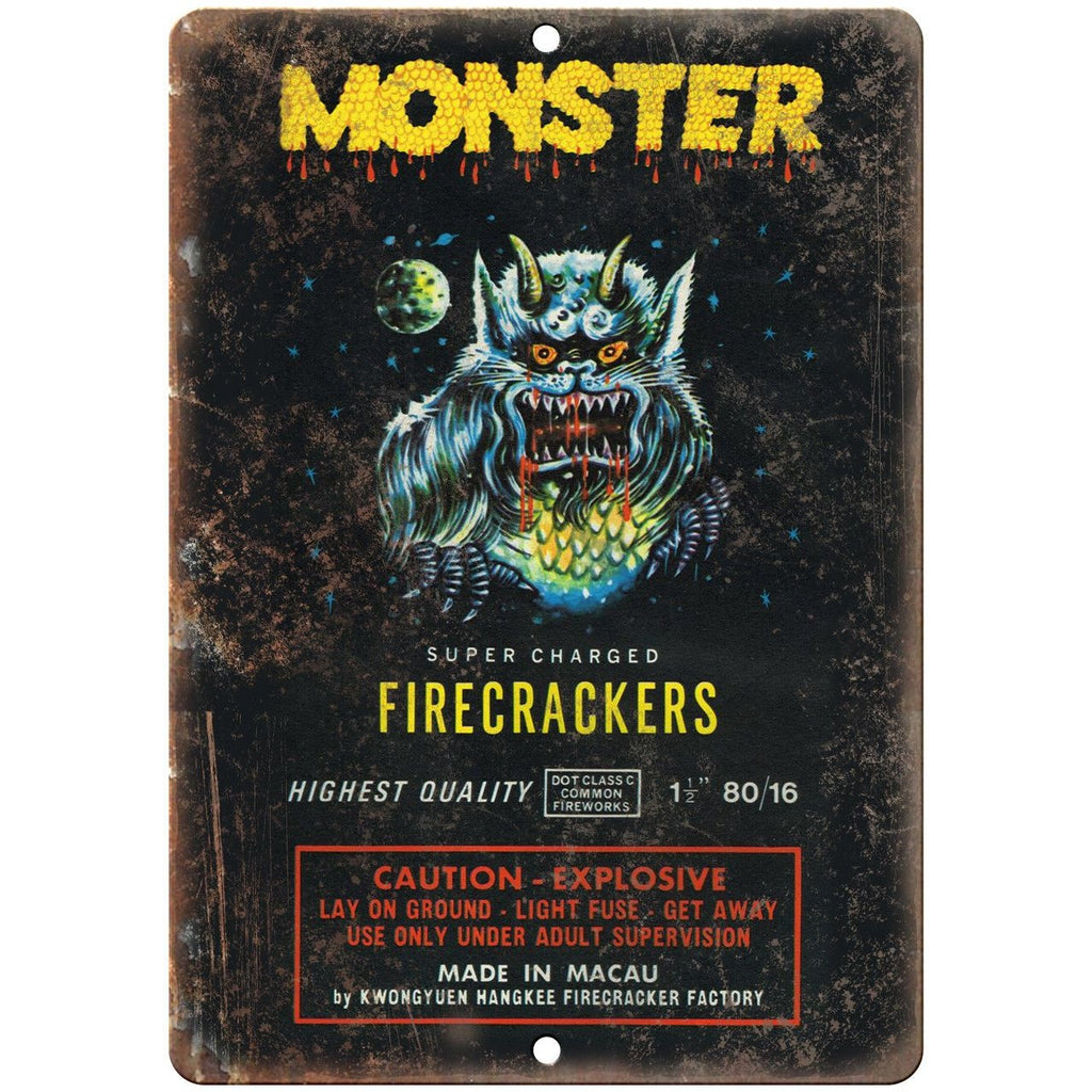 Monster Super charged Firecrackers Art 10" X 7" Reproduction Metal Sign ZD35