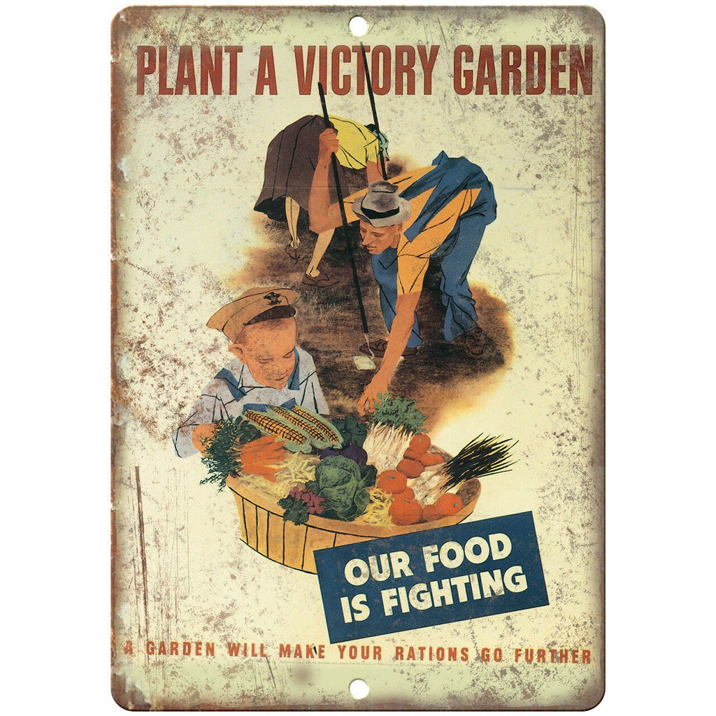 Plant a Victory Garden Vintage Millitary 10" x 7" Reproduction Metal Sign M114