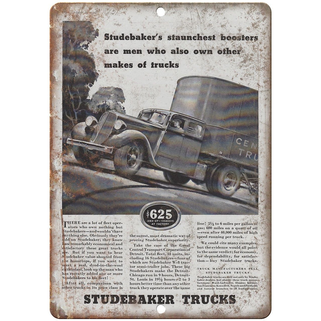 Studebaker Turck Vintage Auto Ad 10" x 7" Reproduction Metal Sign A439