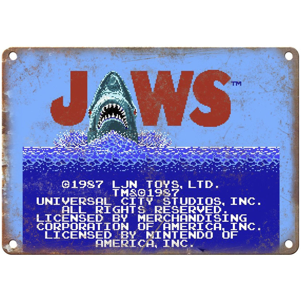 Nintendo Jaws Start Screen NES 10" x 7" Reproduction Metal Sign G123