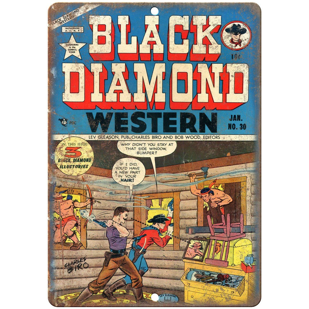 Black Diamond Western No 30 Comic Book Art 10" x 7" Reproduction Metal Sign J623