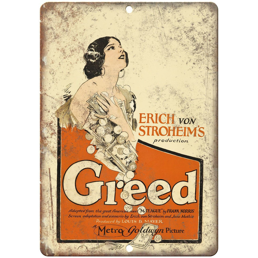 Greed Erich Stroheim Movie Poster Ad 10" X 7" Reproduction Metal Sign I181