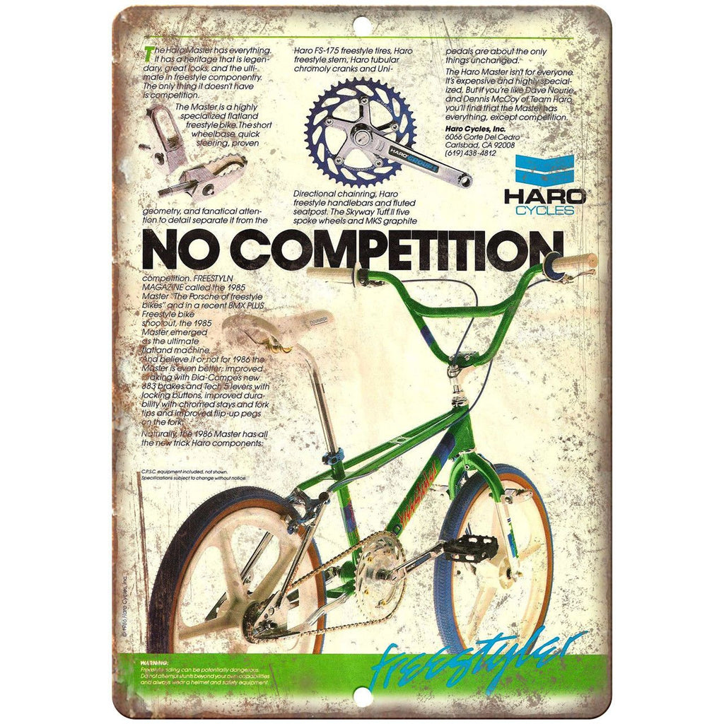 1985 Haro Master Freestyle BMX Bicycle Ad 10" x 7" Reproduction Metal Sign B489