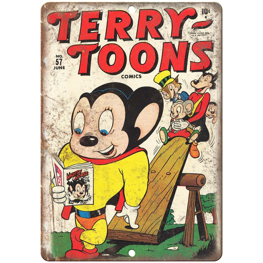 Terry Toons Vintage Comic Book Cover Art 10" X 7" Reproduction Metal Sign J283