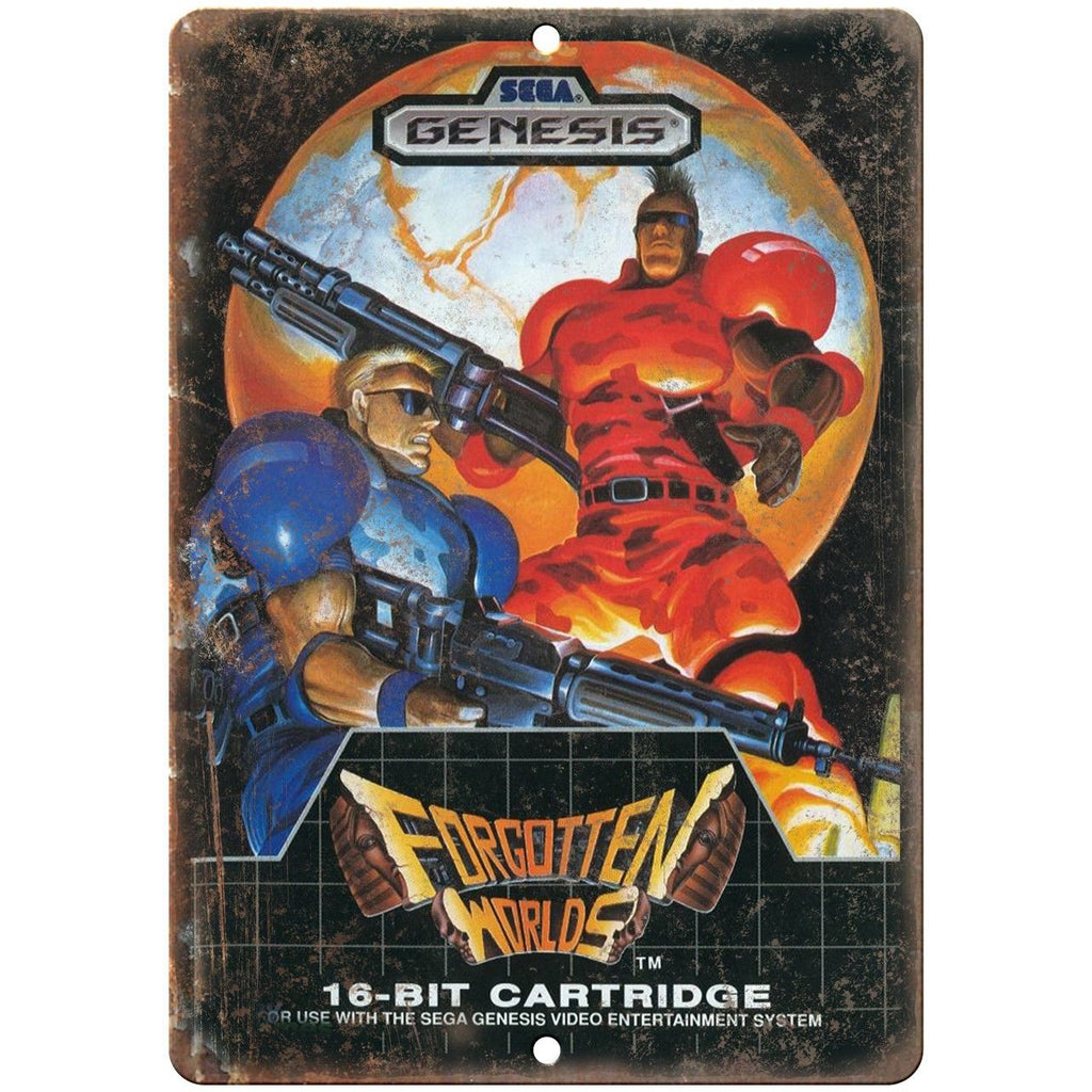Sega Genesis Fortotten Worlds 16-Bit Game 10" x 7" Reproduction Metal Sign A08