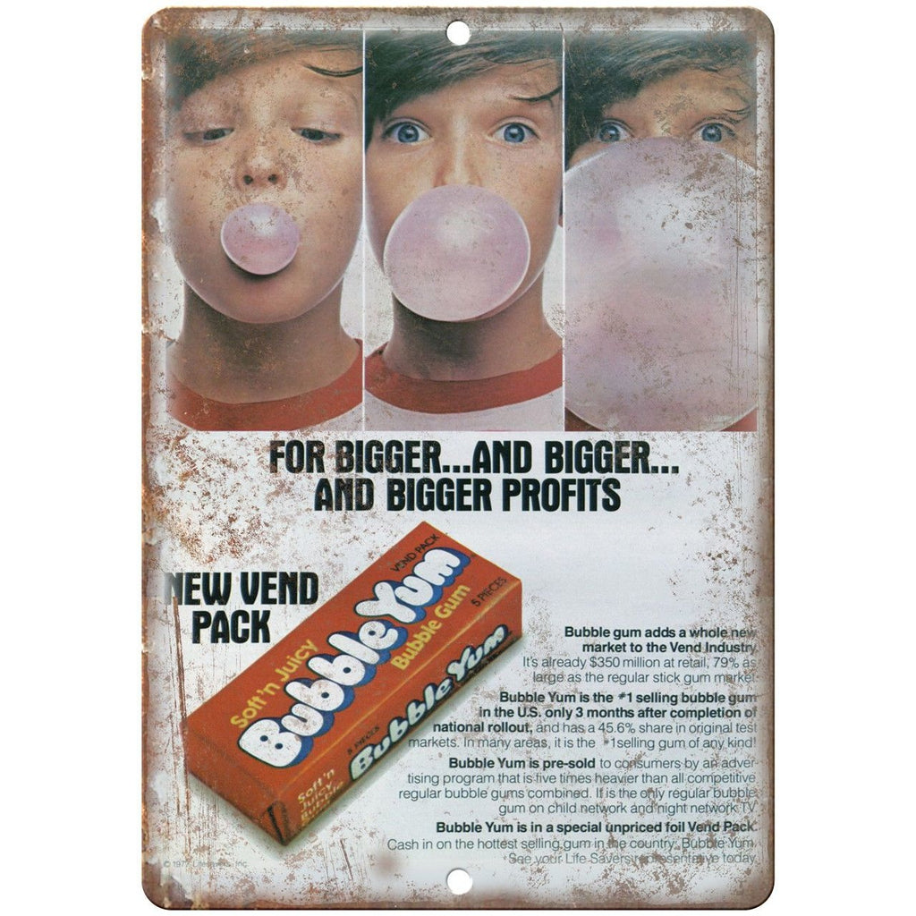 Bubble Yum Gum 1970s Vintage Sales Ad 10" X 7" Reproduction Metal Sign N84
