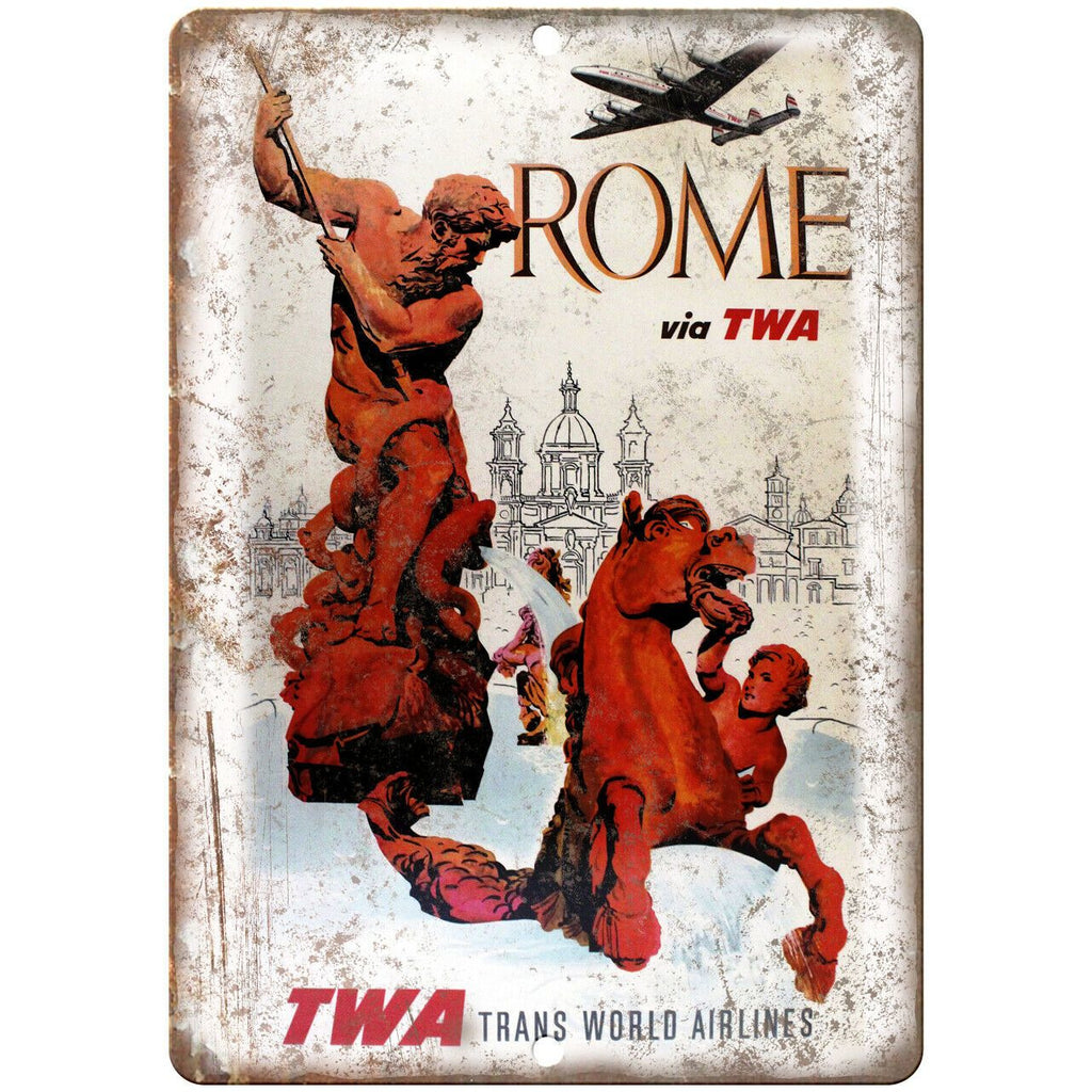 Rome Italy TWA Travel Poster Art 10" x 7" Reproduction Metal Sign T75