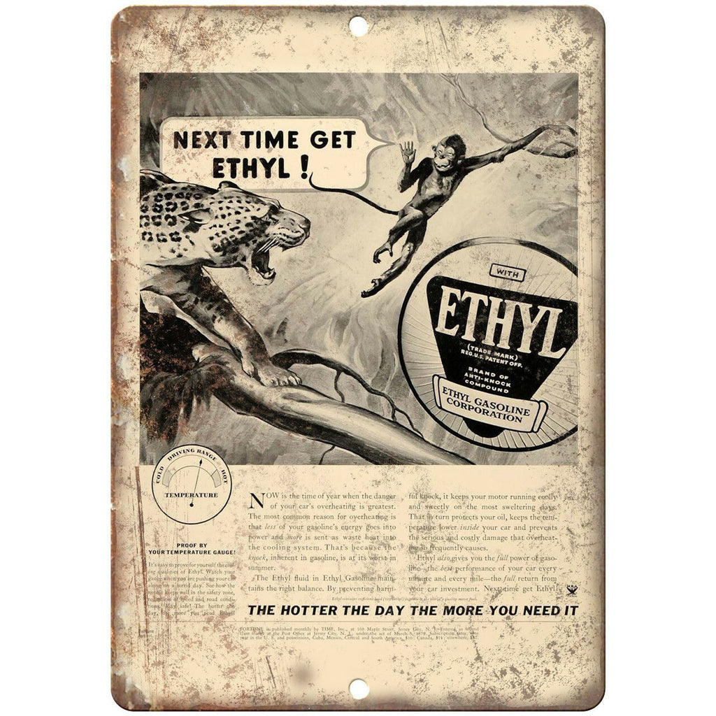 Ethyl Gasoline Corporation Vintage Sign 10" X 7" Reproduction Metal Sign A700