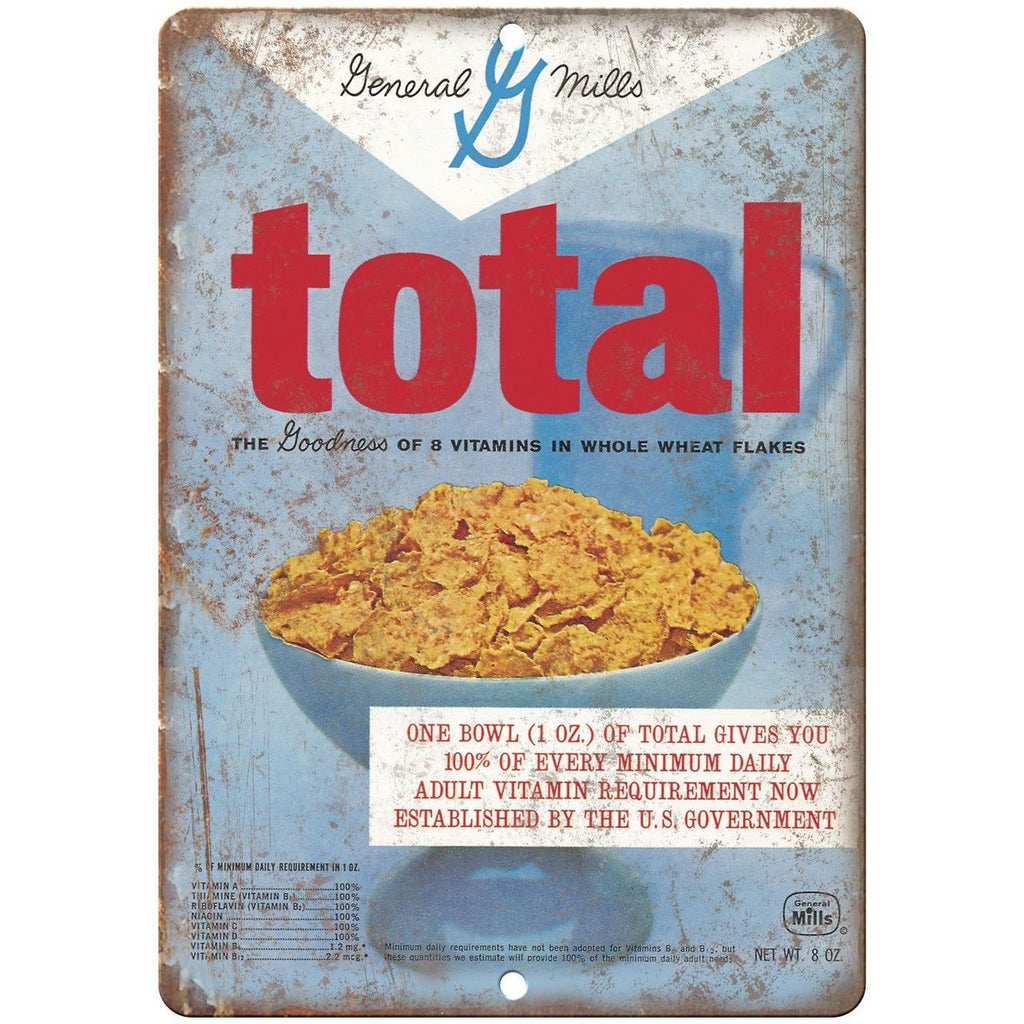General Mills Total Cereal Box Art 10" x 7" Reproduction Metal Sign N191