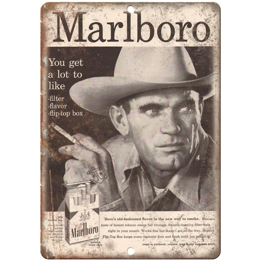 Marlboro Cigarette Ad Cowboy 10" X 7" Reproduction Metal Sign Y03